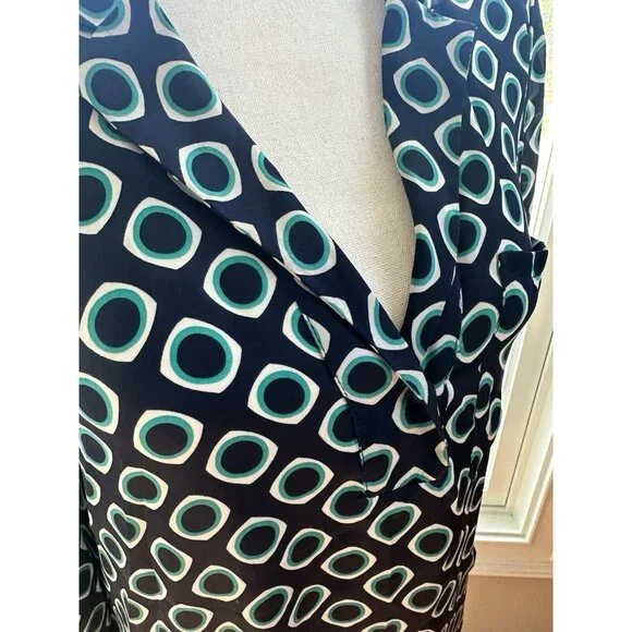 Zara Basics Navy & Green Geometric‎ Print Dress, Sz Small, Tunic - Picture 2 of 7